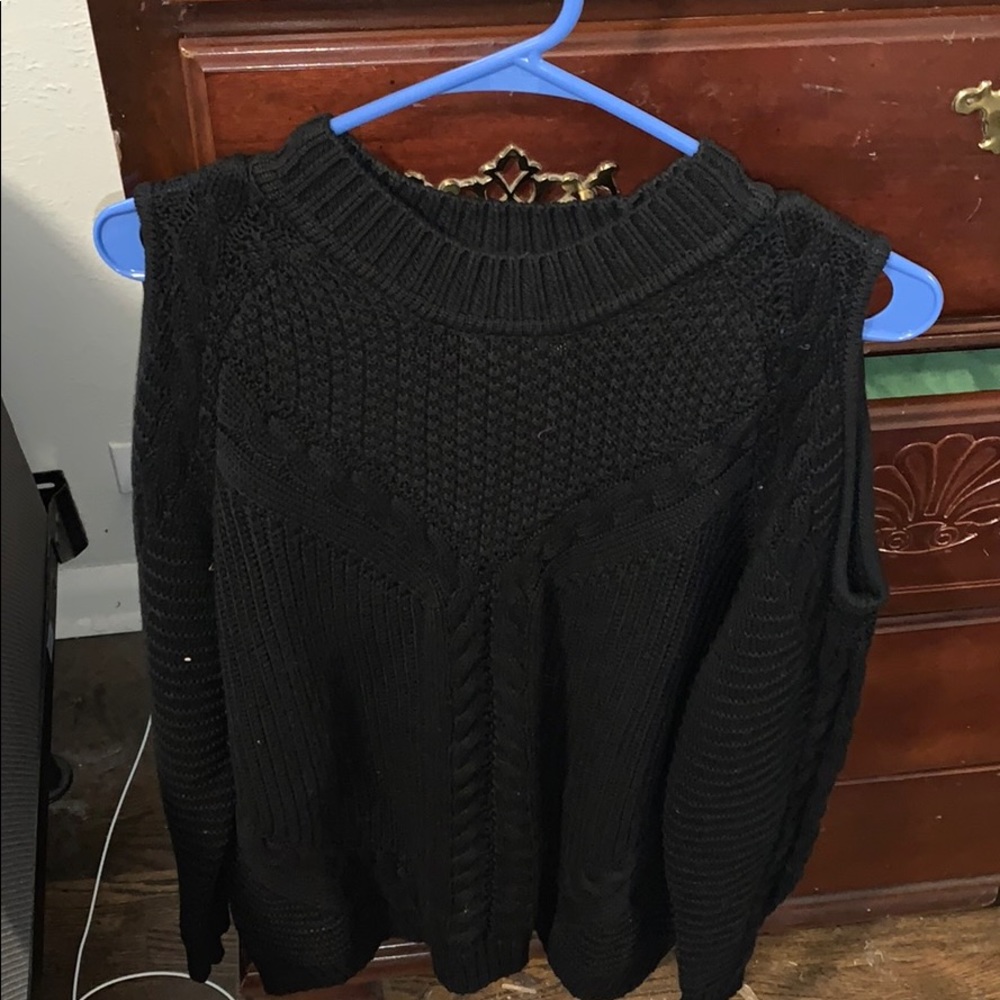 Long sleeved open shoulder sweater